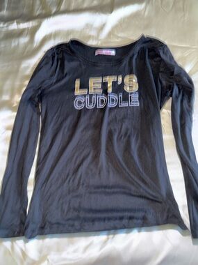 Jordan Black Long-Sleeve "LET'S CUDDLE" Graphic Tee